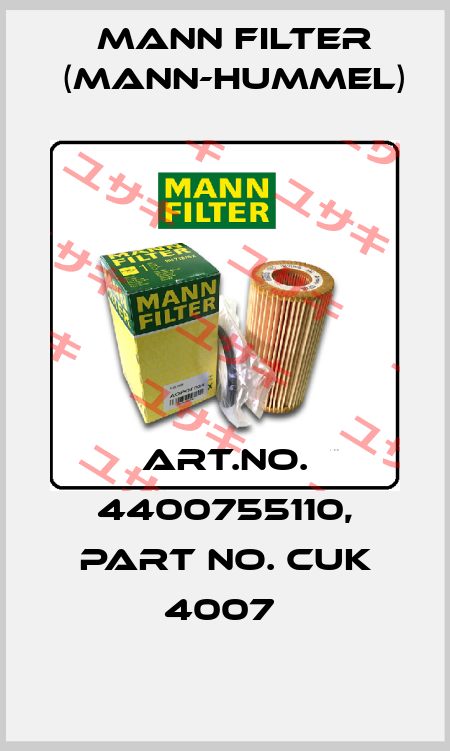 Art.No. 4400755110, Part No. CUK 4007  Mann Filter (Mann-Hummel)