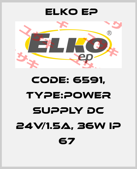Code: 6591, Type:Power supply DC 24V/1.5A, 36W IP 67  Elko EP