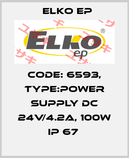 Code: 6593, Type:Power supply DC 24V/4.2A, 100W IP 67  Elko EP