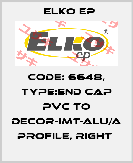 Code: 6648, Type:End cap PVC to DECOR-IMT-ALU/A profile, right  Elko EP