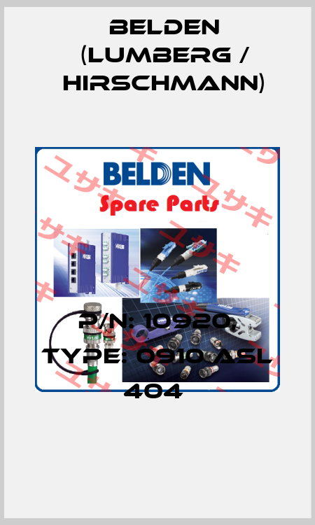 P/N: 10920, Type: 0910 ASL 404  Belden (Lumberg / Hirschmann)