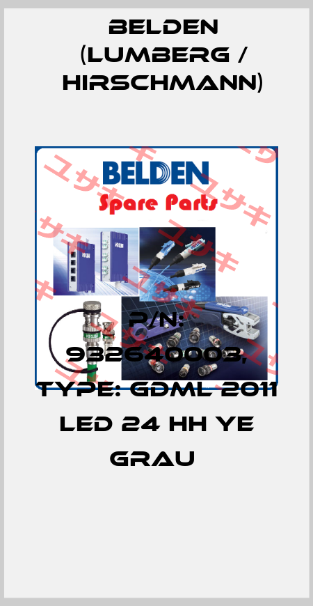 P/N: 932640003, Type: GDML 2011 LED 24 HH YE grau  Belden (Lumberg / Hirschmann)