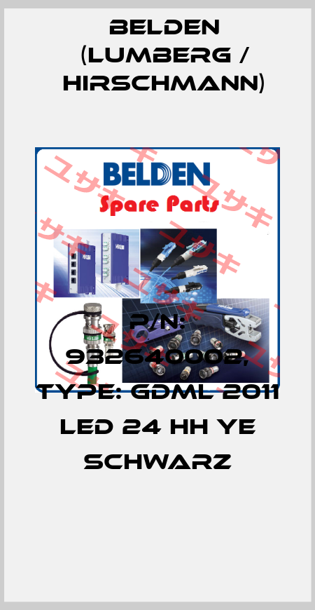P/N: 932640002, Type: GDML 2011 LED 24 HH YE schwarz Belden (Lumberg / Hirschmann)