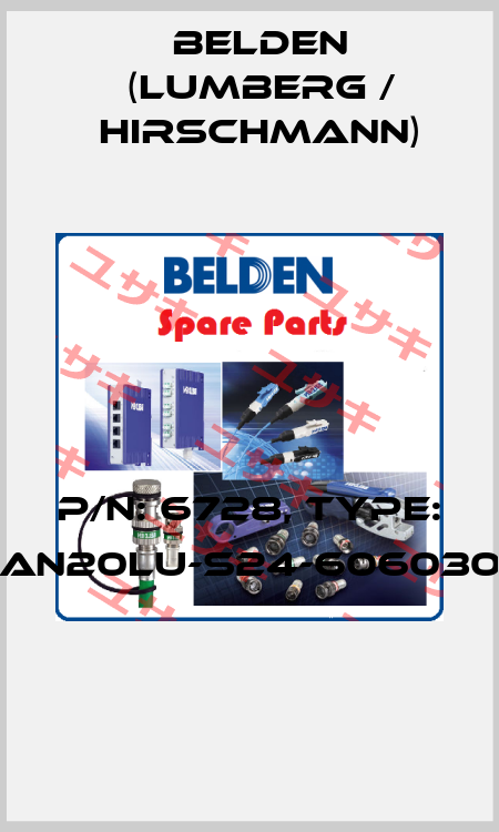 P/N: 6728, Type: GAN20LU-S24-6060300  Belden (Lumberg / Hirschmann)
