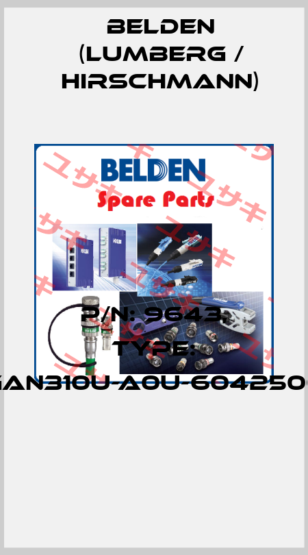 P/N: 9643, Type: GAN310U-A0U-6042500  Belden (Lumberg / Hirschmann)