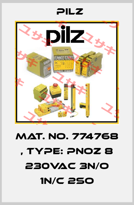 Mat. No. 774768 , Type: PNOZ 8 230VAC 3n/o 1n/c 2so Pilz
