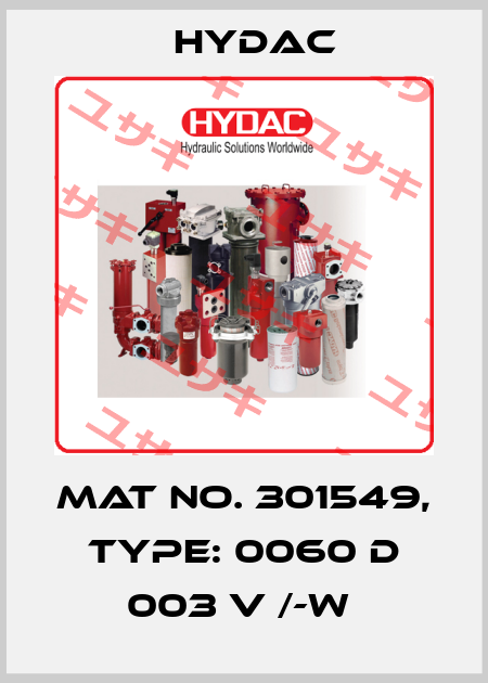 Mat No. 301549, Type: 0060 D 003 V /-W  Hydac