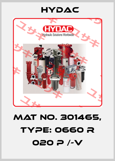 Mat No. 301465, Type: 0660 R 020 P /-V Hydac