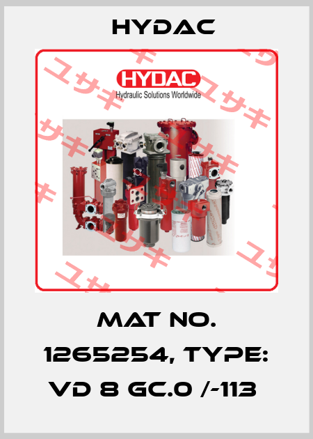 Mat No. 1265254, Type: VD 8 GC.0 /-113  Hydac