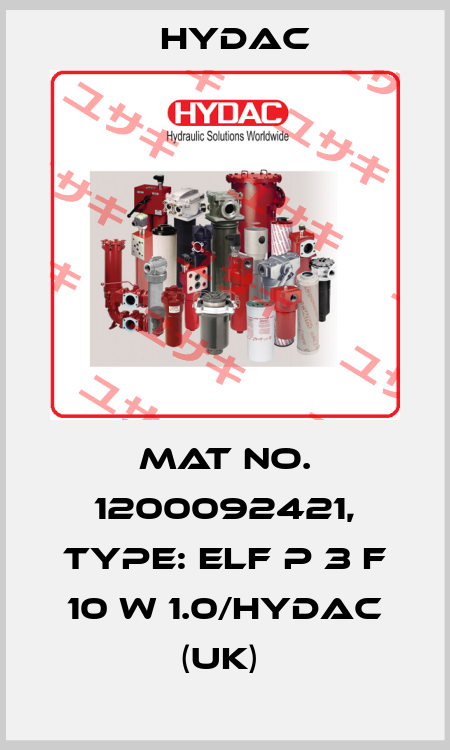 Mat No. 1200092421, Type: ELF P 3 F 10 W 1.0/HYDAC (UK)  Hydac