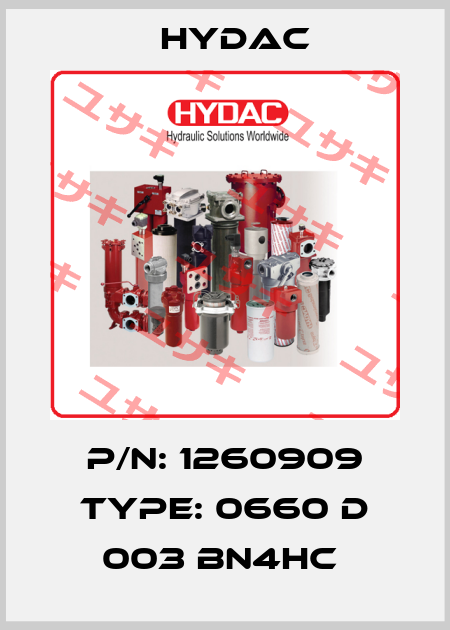 P/N: 1260909 Type: 0660 D 003 BN4HC  Hydac