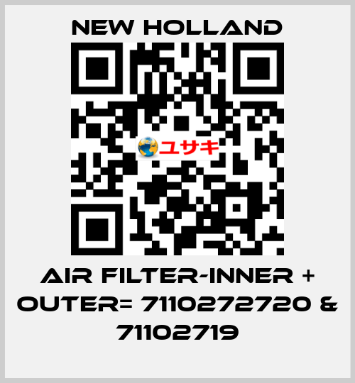 AIR FILTER-INNER + OUTER= 7110272720 & 71102719 New Holland