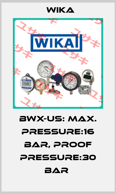 BWX-US: MAX. PRESSURE:16 BAR, PROOF PRESSURE:30 BAR  Wika