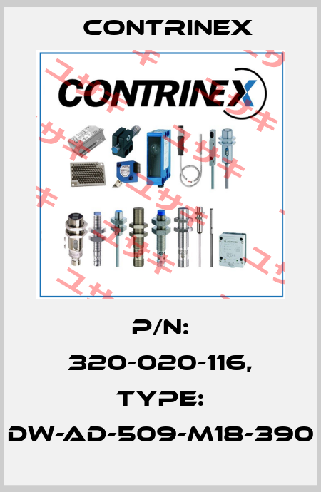 p/n: 320-020-116, Type: DW-AD-509-M18-390 Contrinex