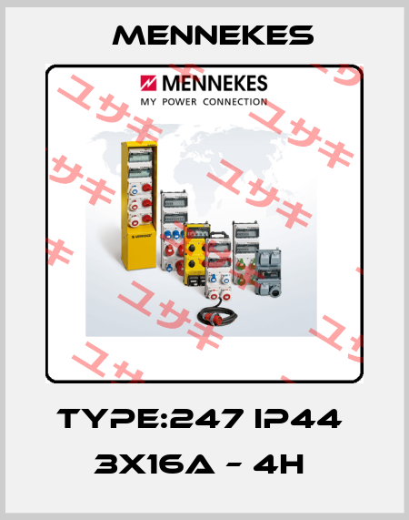 TYPE:247 IP44  3X16A – 4H  Mennekes