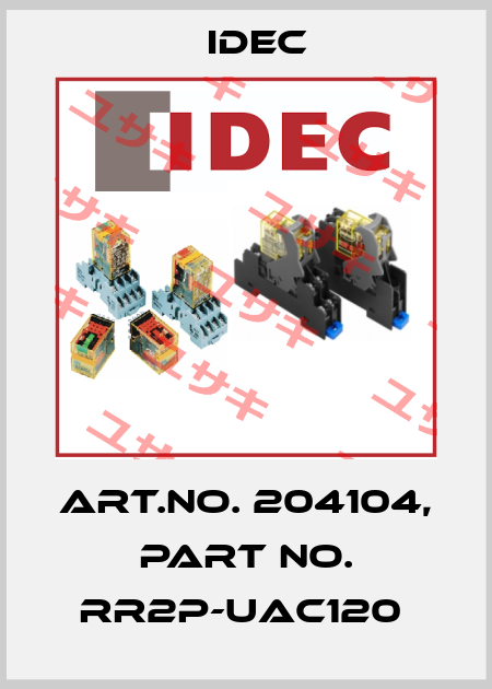 Art.No. 204104, Part No. RR2P-UAC120  Idec
