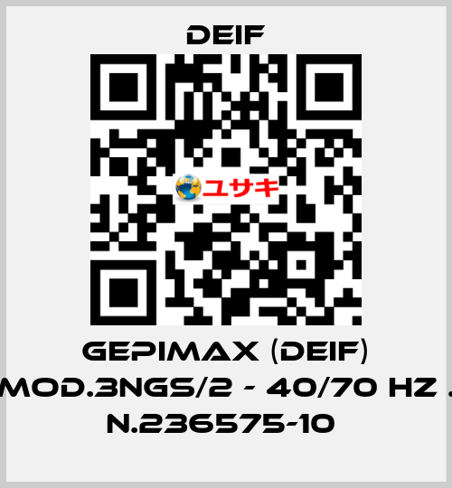 GEPIMAX (DEIF) MOD.3NGS/2 - 40/70 HZ . N.236575-10  Deif