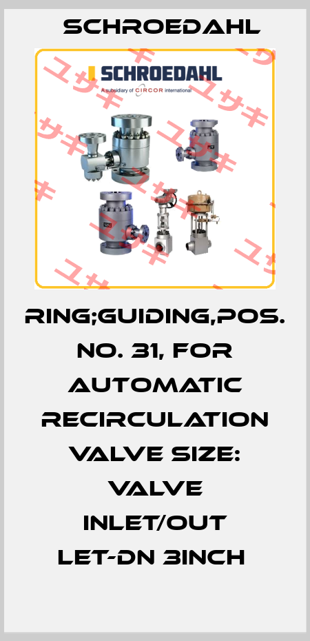 RING;GUIDING,POS. NO. 31, FOR AUTOMATIC RECIRCULATION VALVE SIZE: VALVE INLET/OUT LET-DN 3INCH  Schroedahl