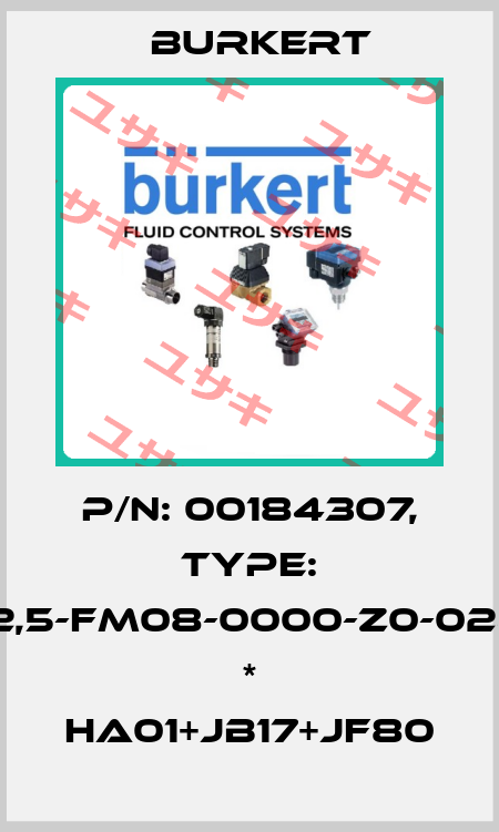 P/N: 00184307, Type: 6510-C02,5-FM08-0000-Z0-024/BA-AA * HA01+JB17+JF80 Burkert