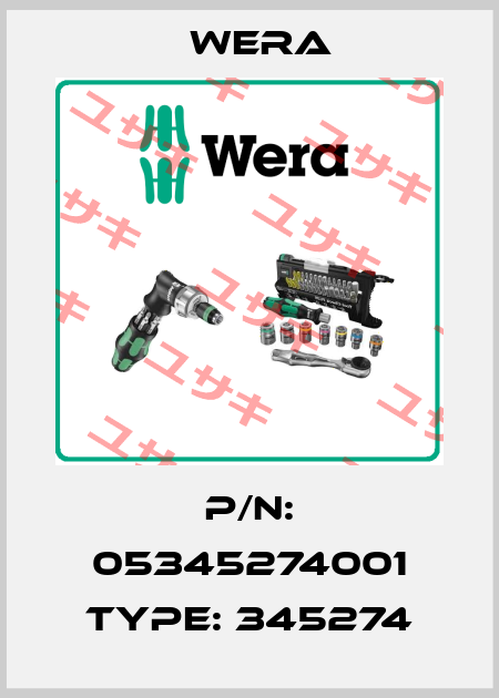 P/N: 05345274001 Type: 345274 Wera
