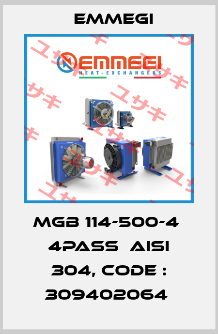 MGB 114-500-4  4PASS  AISI 304, CODE : 309402064  Emmegi