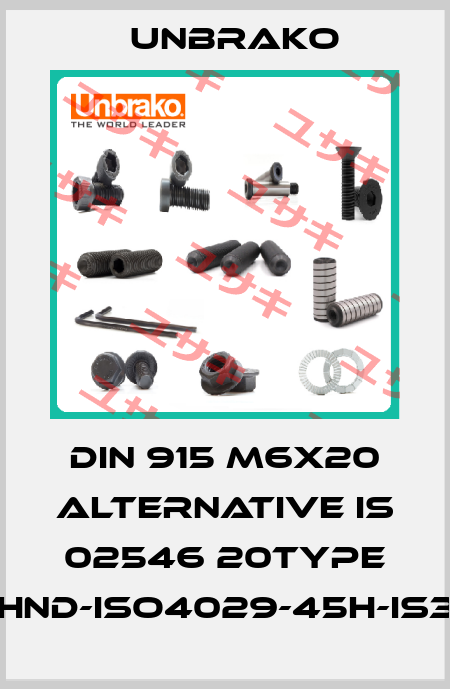 DIN 915 M6x20 alternative is 02546 20Type STI-RGSHND-ISO4029-45H-IS3-M6X20 Unbrako