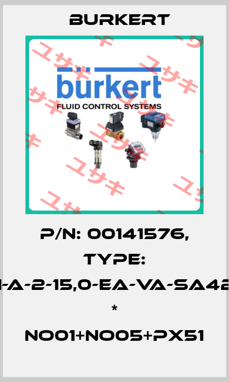 P/N: 00141576, Type: 2031-A-2-15,0-EA-VA-SA42-C-E * NO01+NO05+PX51 Burkert