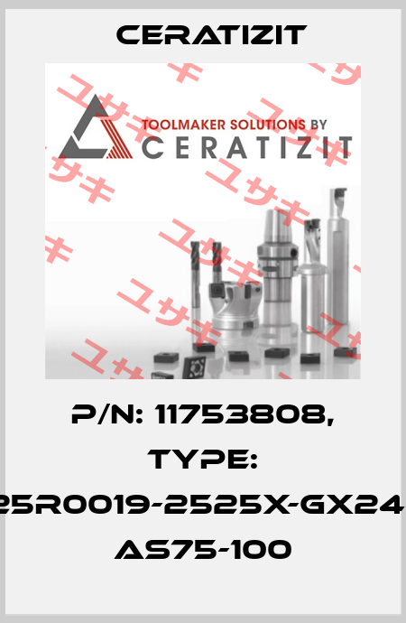 P/N: 11753808, Type: E25R0019-2525X-GX24-2 AS75-100 Ceratizit