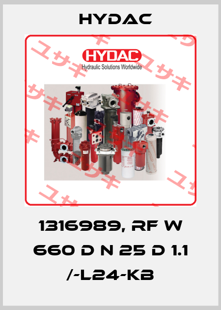 1316989, RF W 660 D N 25 D 1.1 /-L24-KB Hydac