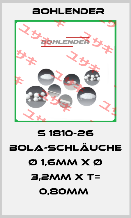 S 1810-26 BOLA-SCHLÄUCHE Ø 1,6MM X Ø 3,2MM X T= 0,80MM  Bohlender