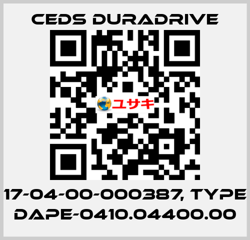 17-04-00-000387, Type DAPE-0410.04400.00 Ceds Duradrive