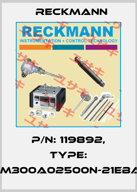 p/n: 119892, type: 1R9-M300A02500N-21EBAA-Y Reckmann