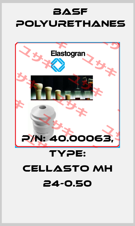 P/N: 40.00063, Type: Cellasto MH 24-0.50 BASF Polyurethanes