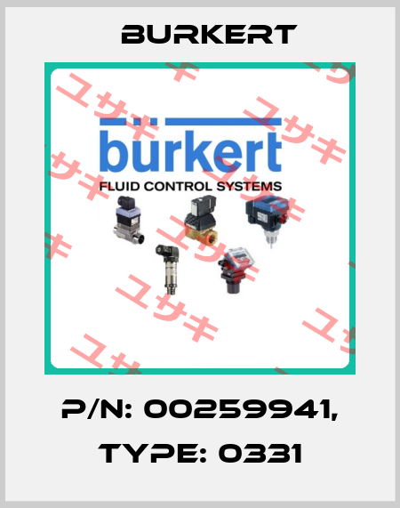 P/N: 00259941, Type: 0331 Burkert