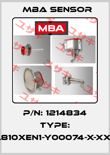 P/N: 1214834 Type: MBA810XEN1-Y00074-X-XXXXX MBA SENSOR