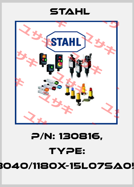 P/N: 130816, Type: 8040/1180X-15L07SA05 Stahl