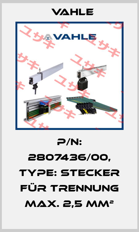 P/n: 2807436/00, Type: Stecker für Trennung max. 2,5 mm² Vahle