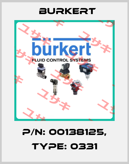 p/n: 00138125, Type: 0331 Burkert
