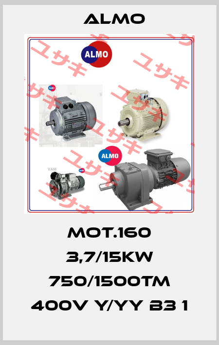 MOT.160 3,7/15KW 750/1500TM 400V Y/YY B3 1 Almo
