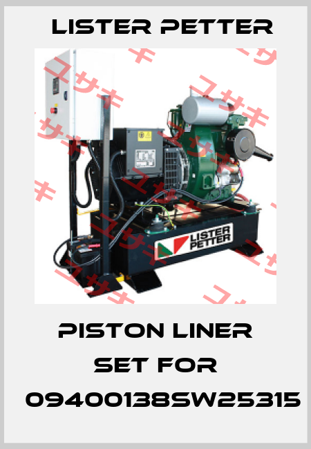 piston liner set for 	09400138SW25315 Lister Petter