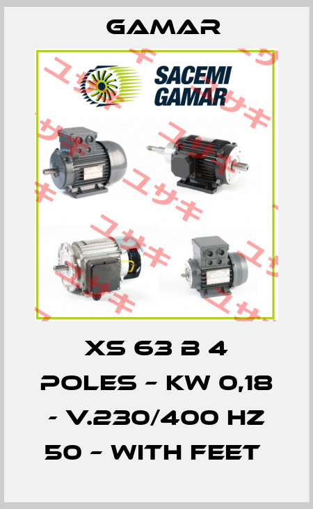 XS 63 B 4 poles – Kw 0,18 - V.230/400 Hz 50 – with feet  Gamar