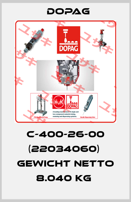 C-400-26-00 (22034060)  Gewicht netto 8.040 KG  Dopag
