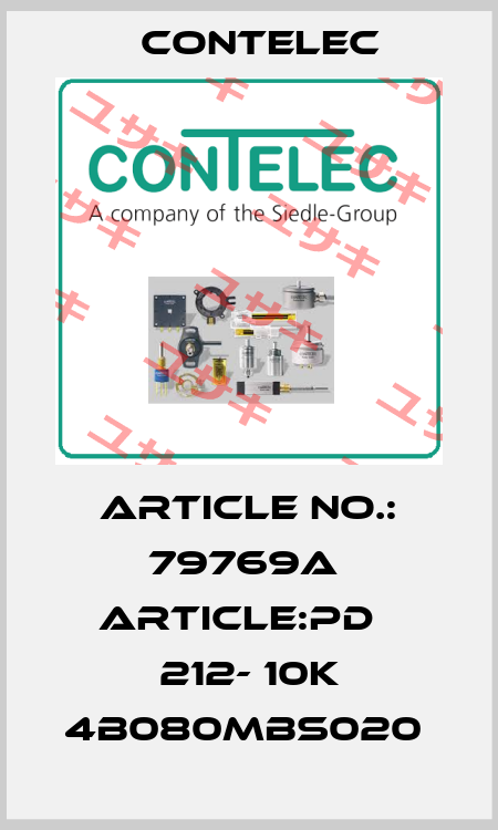 Article no.: 79769A  Article:PD   212- 10K 4B080MBS020  Contelec