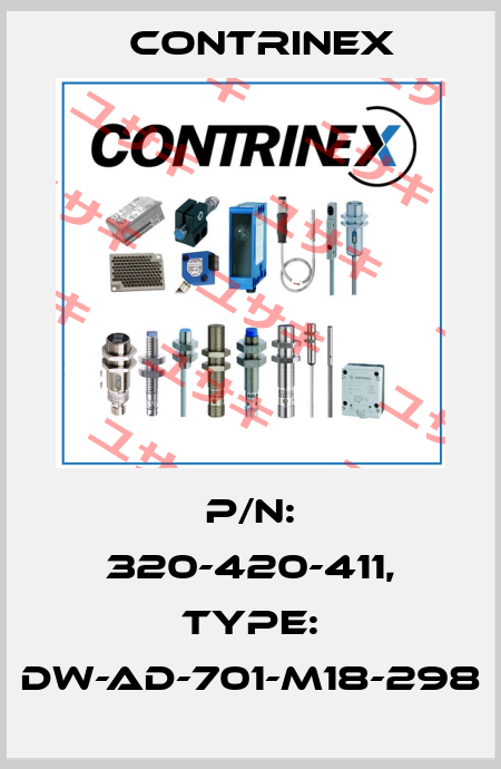 p/n: 320-420-411, Type: DW-AD-701-M18-298 Contrinex