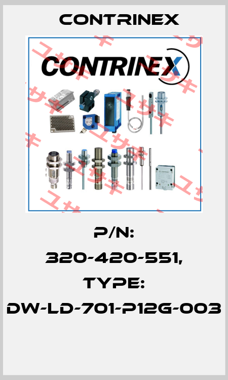 P/N: 320-420-551, Type: DW-LD-701-P12G-003  Contrinex