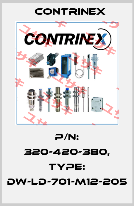 p/n: 320-420-380, Type: DW-LD-701-M12-205 Contrinex