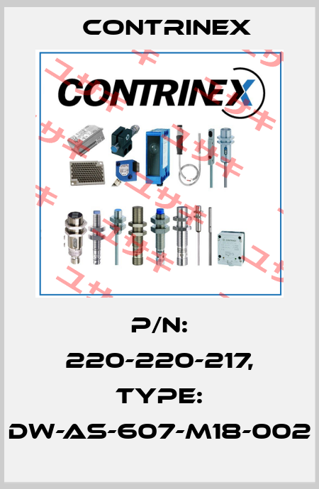 p/n: 220-220-217, Type: DW-AS-607-M18-002 Contrinex