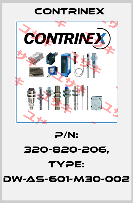 p/n: 320-820-206, Type: DW-AS-601-M30-002 Contrinex