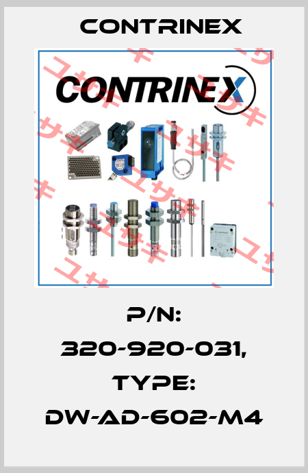 p/n: 320-920-031, Type: DW-AD-602-M4 Contrinex