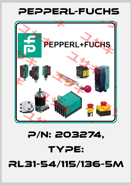 p/n: 203274, Type: RL31-54/115/136-5M Pepperl-Fuchs